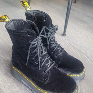 Dr. Marten (doc martens) Jadon boots in black velvet. Size 6